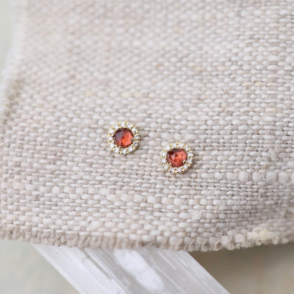 
                      
                        EAR-14K Garnet with White Diamond Halo Post Earrings
                      
                    