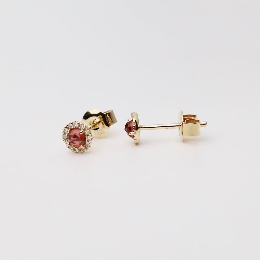 
                      
                        EAR-14K Garnet with White Diamond Halo Post Earrings
                      
                    