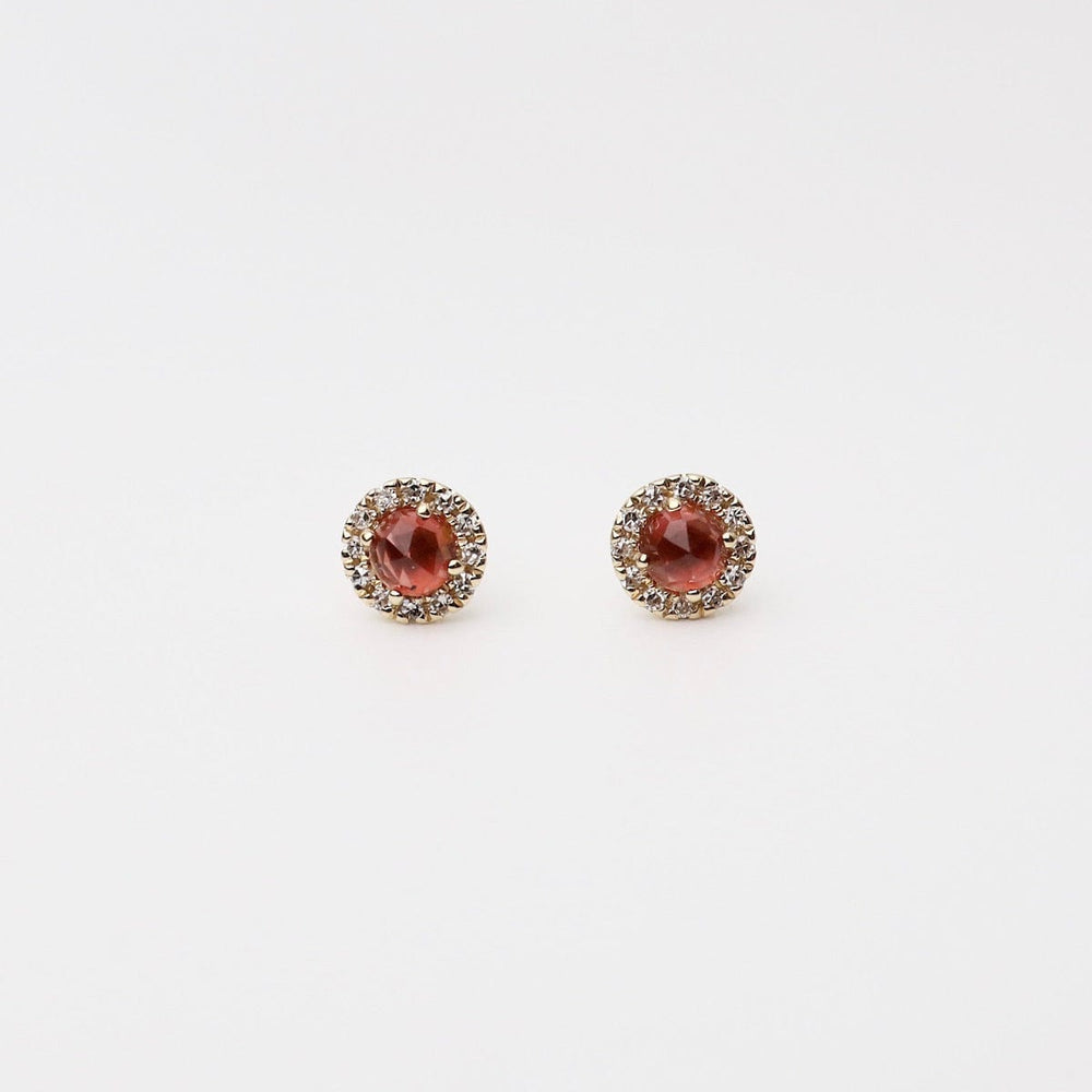 
                      
                        EAR-14K Garnet with White Diamond Halo Post Earrings
                      
                    