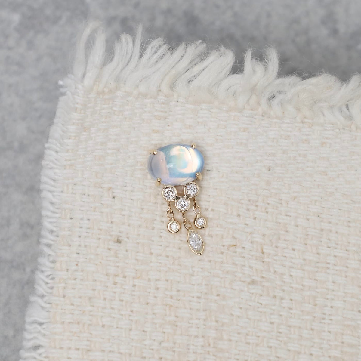 EAR-14K JELLYFISH MOONSTONE AND DIAMONDS SINGLE EARRING (S