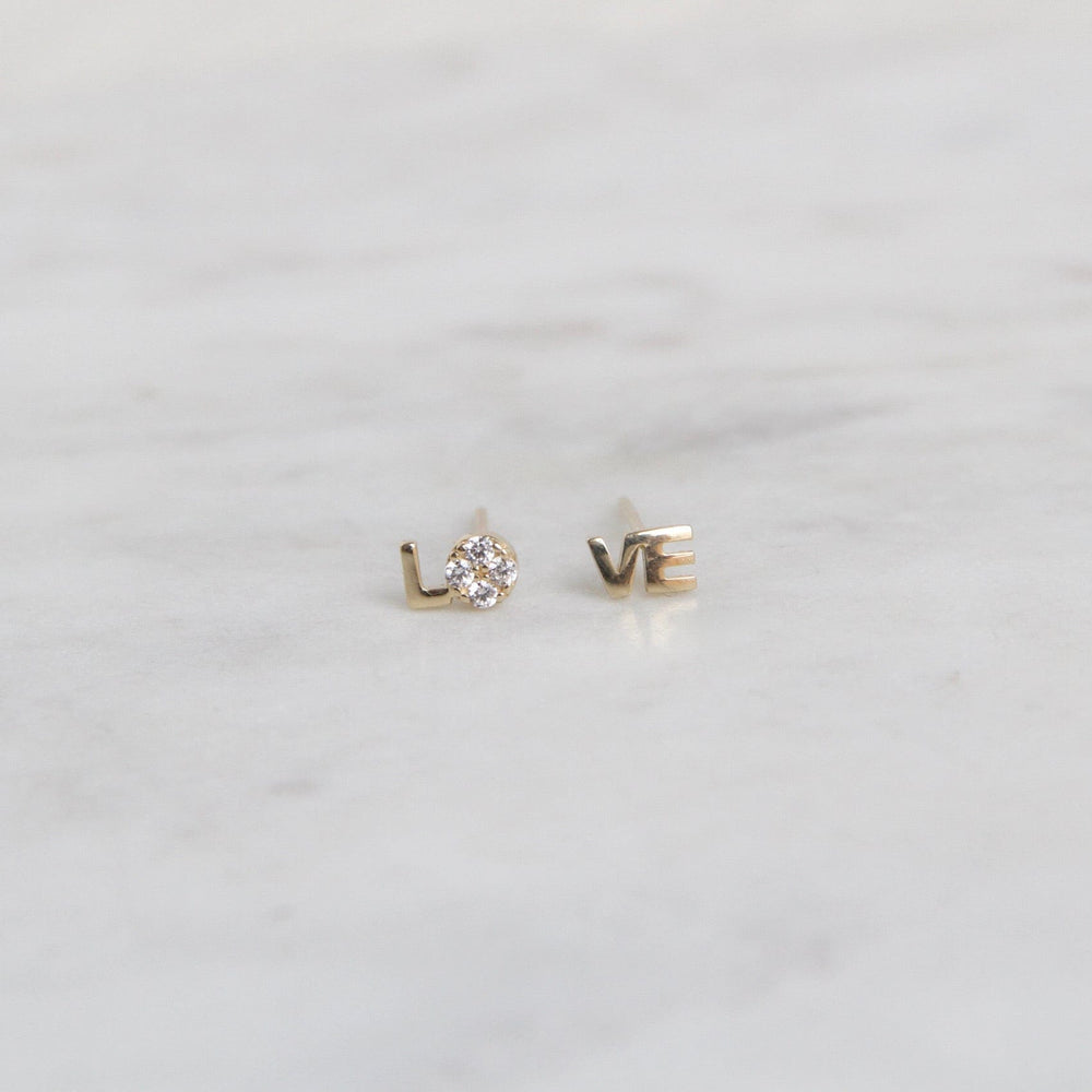 EAR-14K LO-VE 14k Gold & CZ Studs