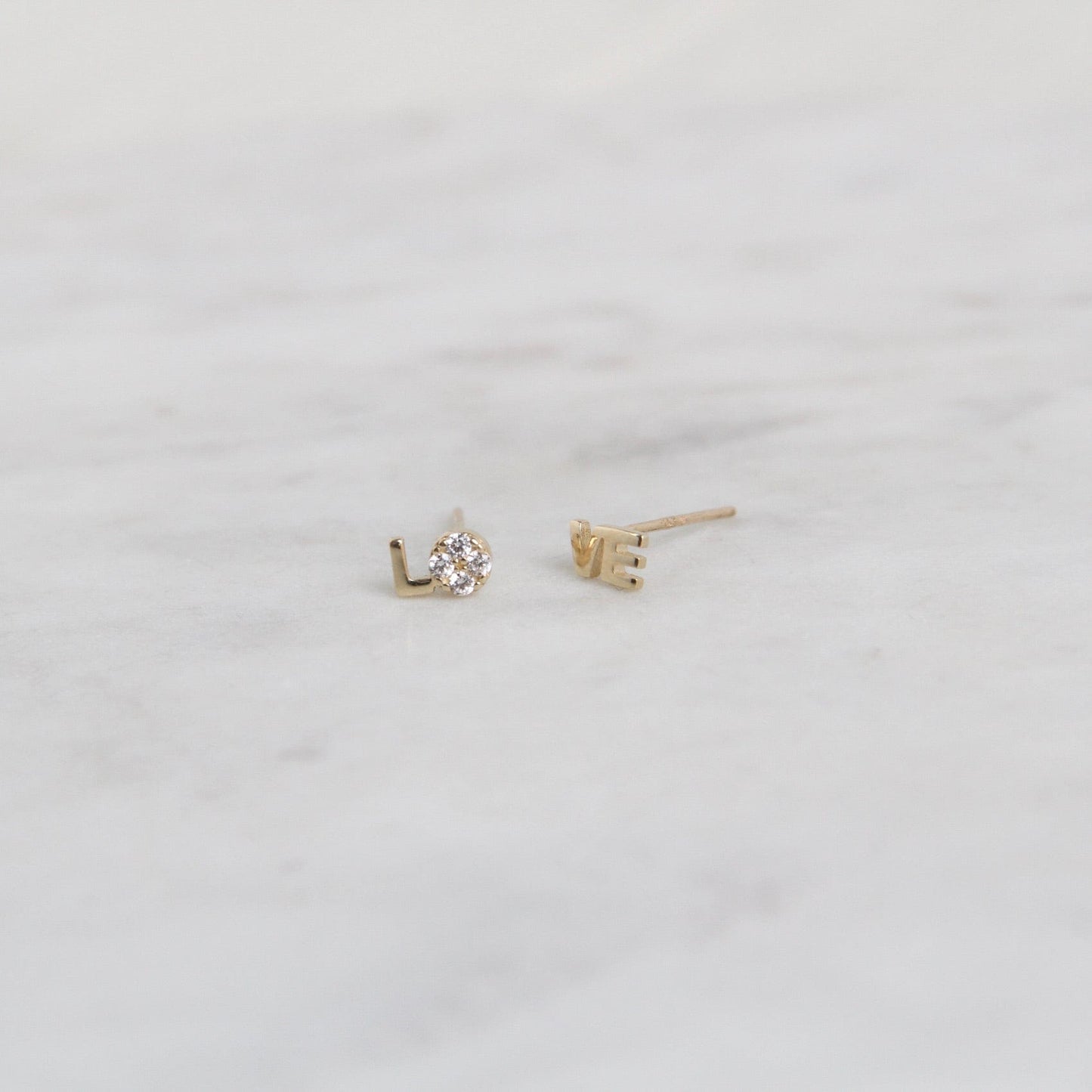 LO-VE 14k Gold & CZ Studs – Dandelion Jewelry