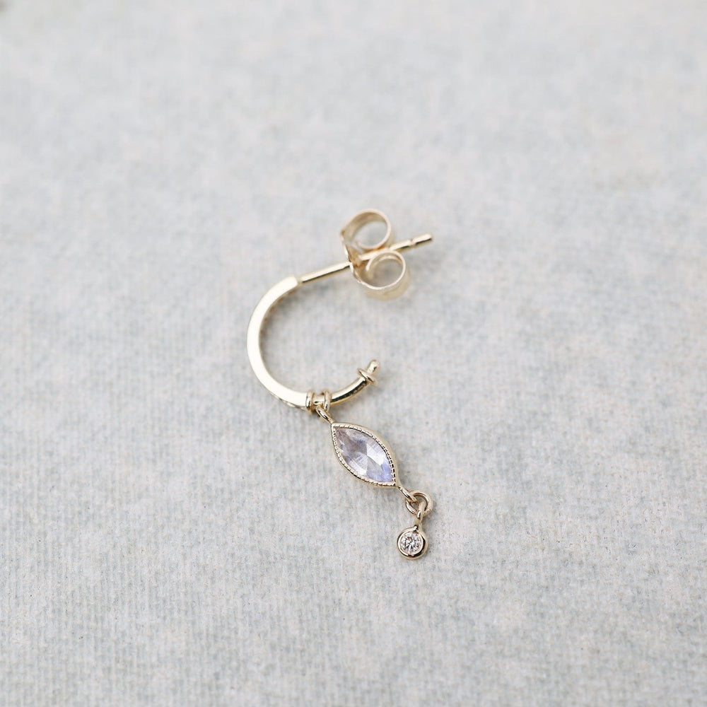 
                      
                        EAR-14K Marquise Moonstone & Diamond Hoop Earring - SOLD AS A SINGLE
                      
                    