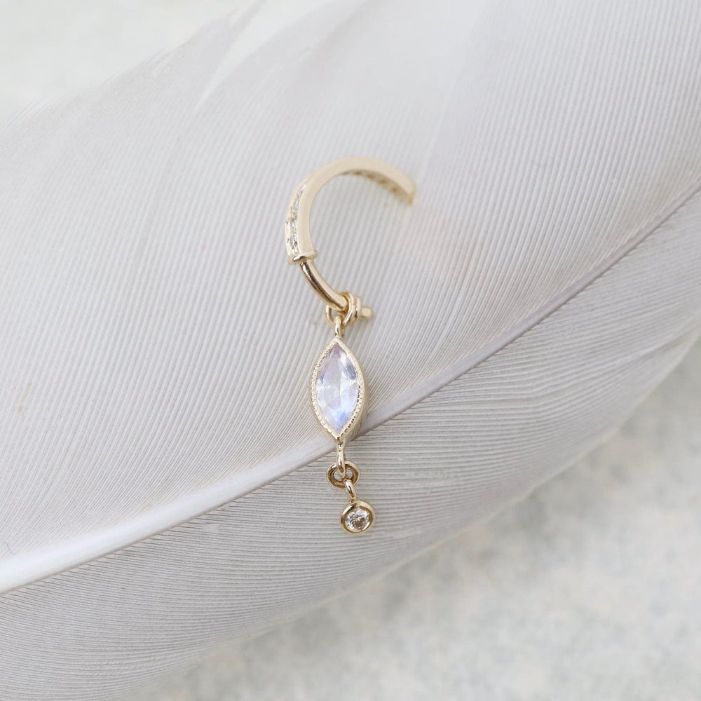 
                      
                        EAR-14K Marquise Moonstone & Diamond Hoop Earring - SOLD AS A SINGLE
                      
                    