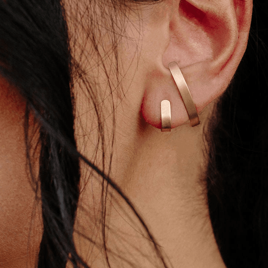 EAR-14K Matte Gold Wide Bow Post Earrings