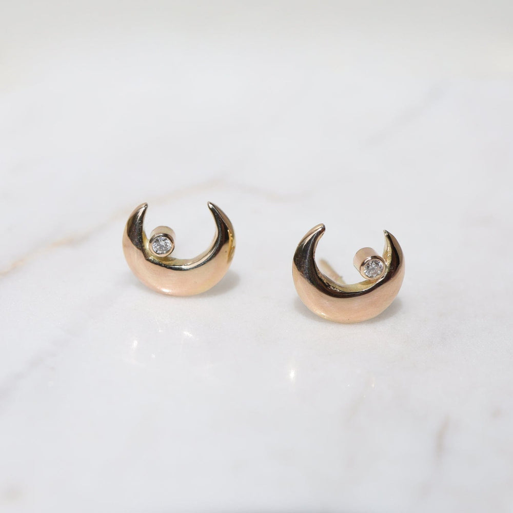 
                      
                        EAR-14K Mini Luna Earrings - 14k Gold & White Diamond
                      
                    