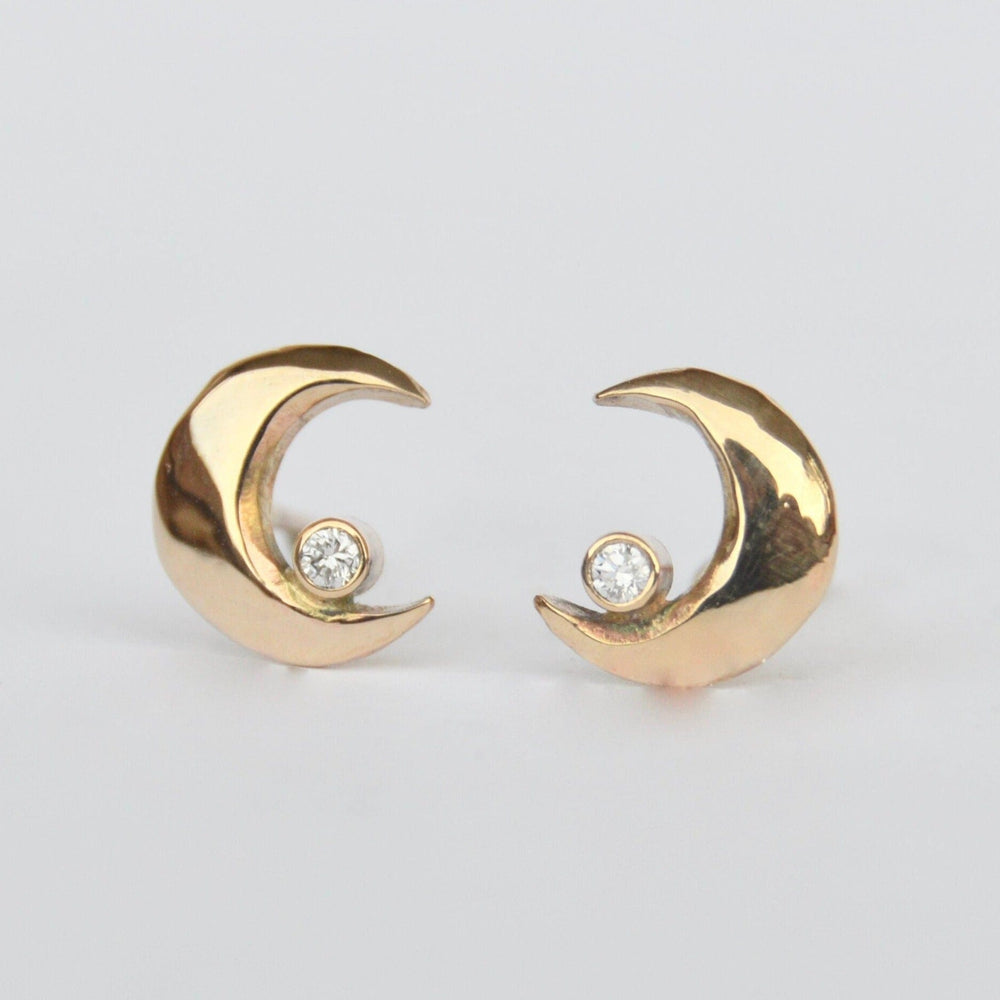 
                      
                        EAR-14K Mini Luna Earrings - 14k Gold & White Diamond
                      
                    