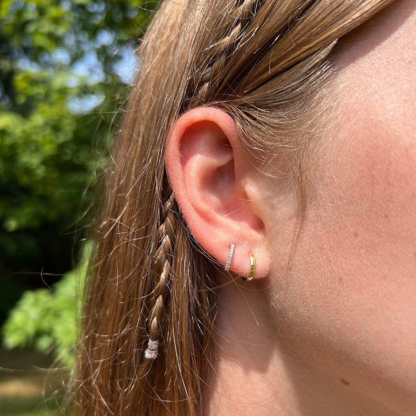 Mini Reversible 14k Yellow & White Gold Huggies – Dandelion Jewelry