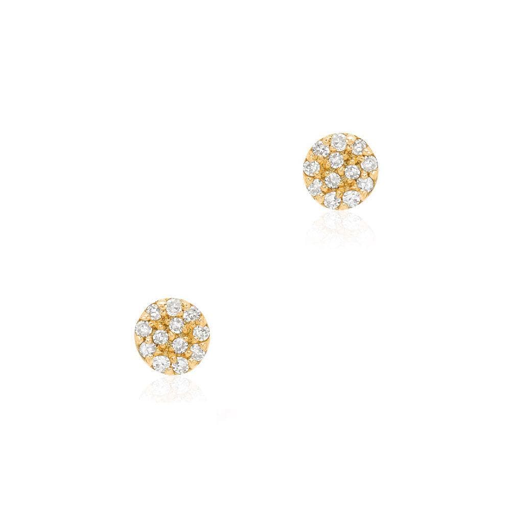EAR-14K Mini Round Pave Post Earring - 14k Yellow Gold