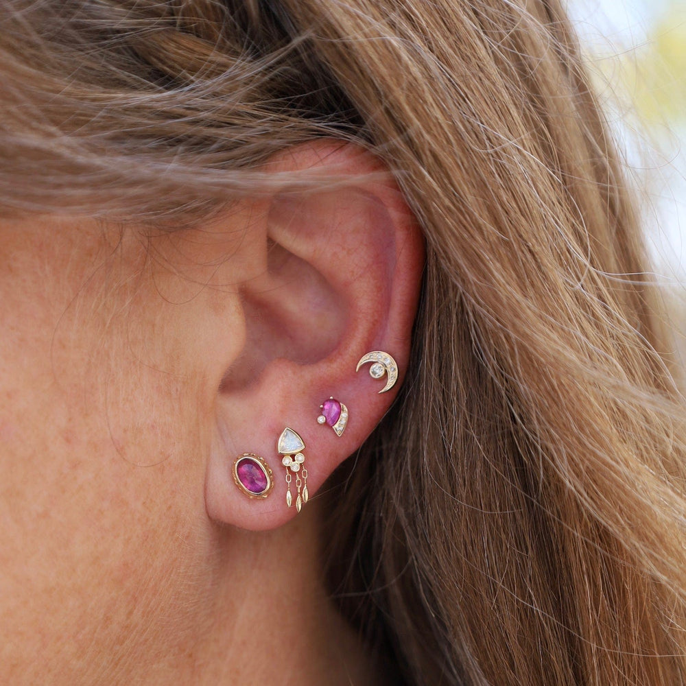 
                      
                        EAR-14K One of a Kind Pink Ruby Eye Earring - SOLD AS A SINGLE
                      
                    