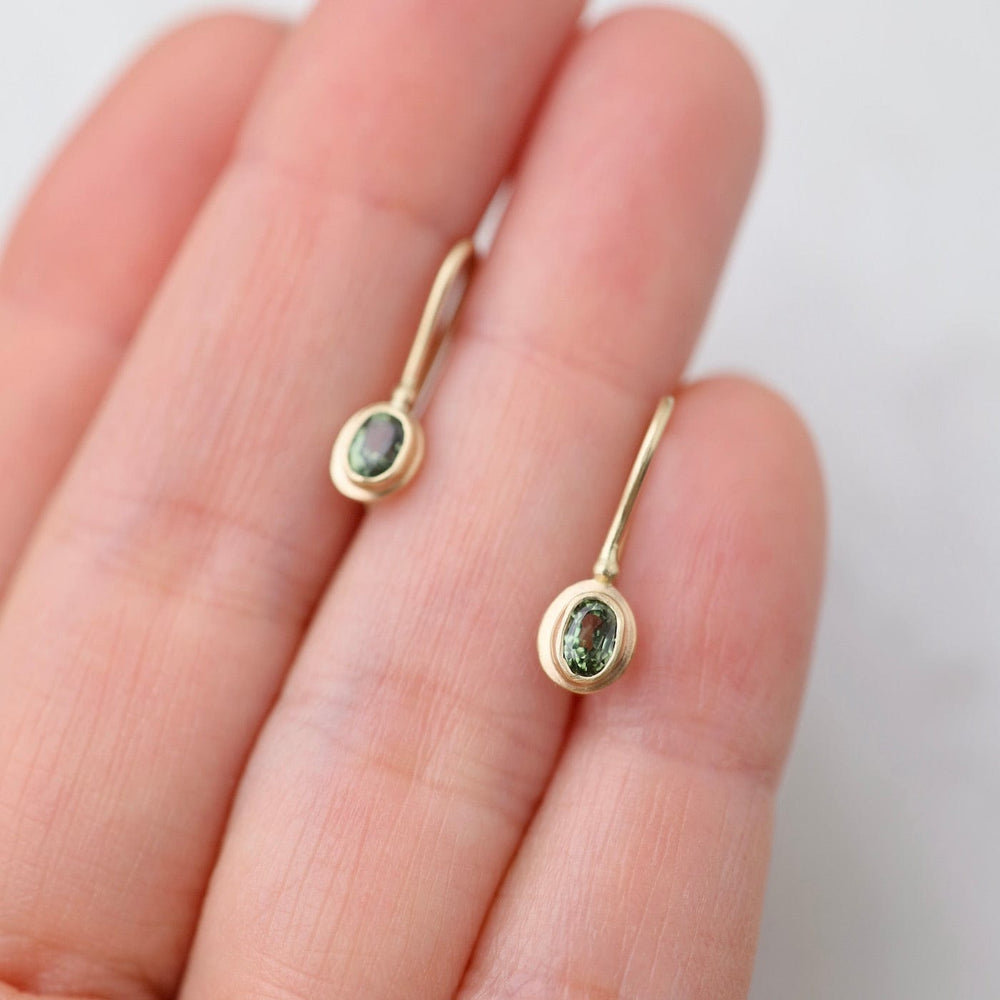 
                      
                        EAR-14K Oval Green Sapphire Drop Earrings
                      
                    