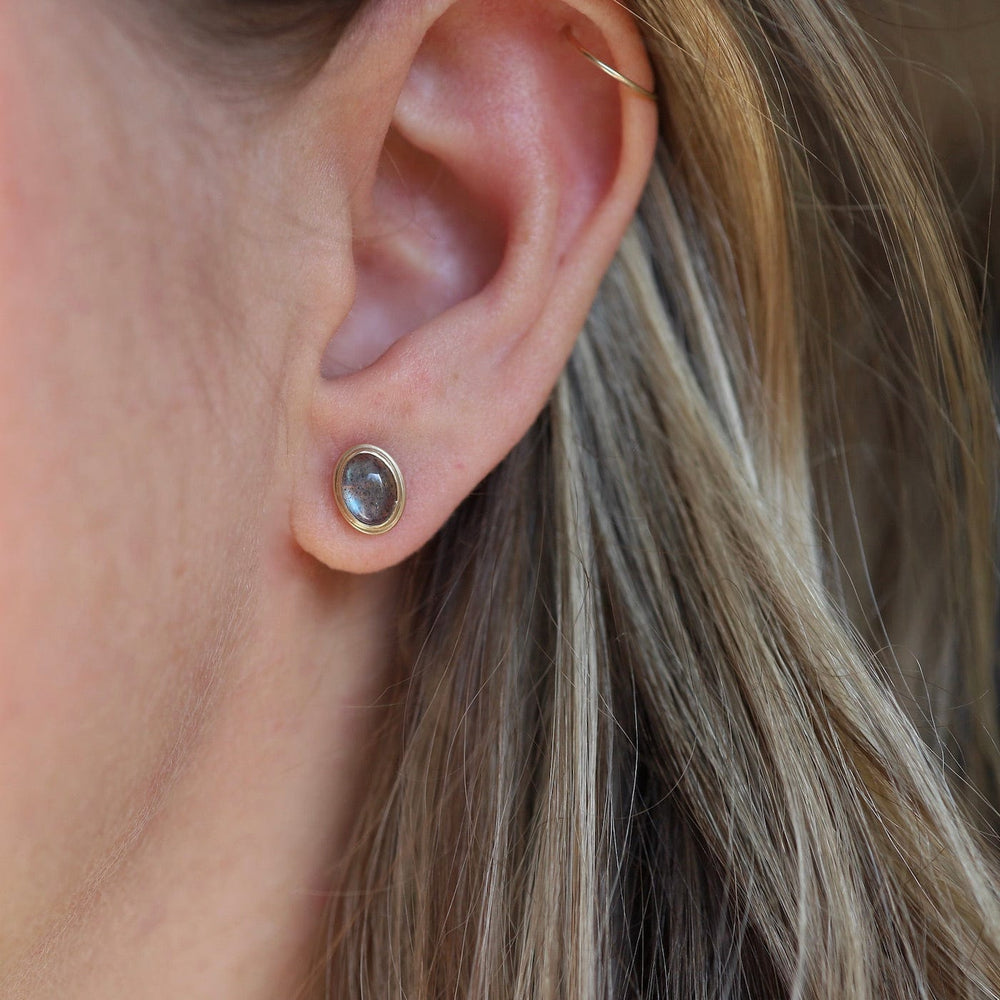 EAR-14K Oval Labradorite Studs