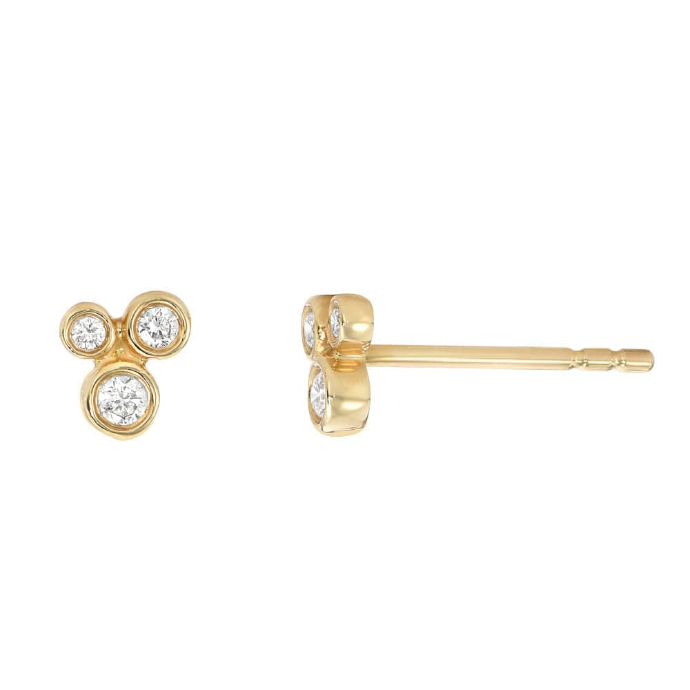 EAR-14K Petite Bezel Diamond Cluster Earrings