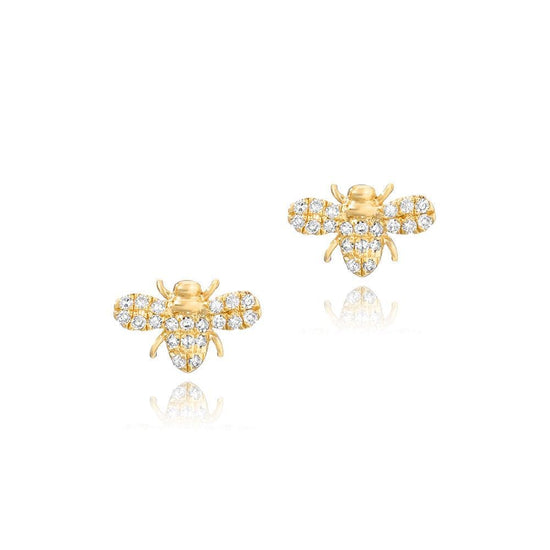 EAR-14K Petite Pavé Diamond Bee Earrings