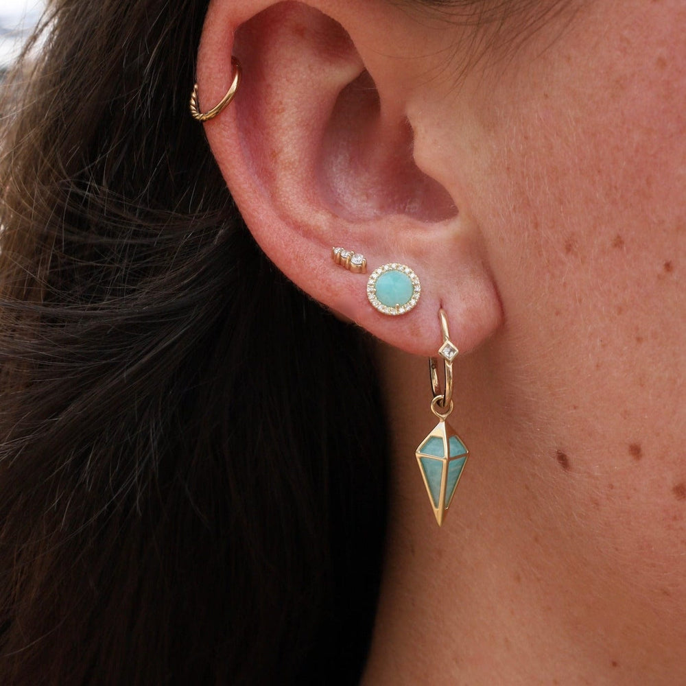 
                      
                        EAR-14K Rose Cut Amazonite Center & Diamond Post Earrings
                      
                    