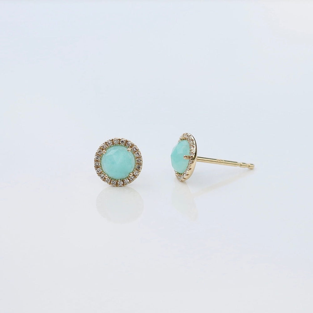 
                      
                        EAR-14K Rose Cut Amazonite Center & Diamond Post Earrings
                      
                    