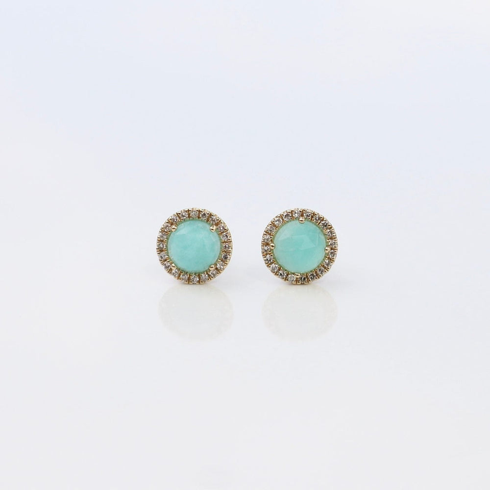 
                      
                        EAR-14K Rose Cut Amazonite Center & Diamond Post Earrings
                      
                    