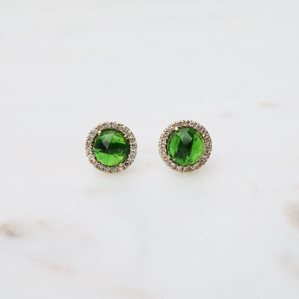 
                      
                        EAR-14K Rose Cut Chrome Diopside Center & Diamond Post Earrings
                      
                    