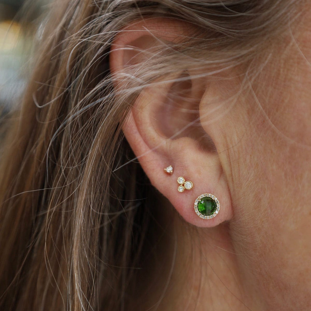 
                      
                        EAR-14K Rose Cut Chrome Diopside Center & Diamond Post Earrings
                      
                    