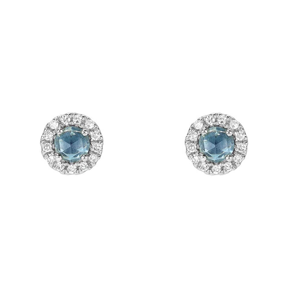 
                      
                        EAR-14K Rose Cut London Blue Topaz Center with Diamond Halo
                      
                    