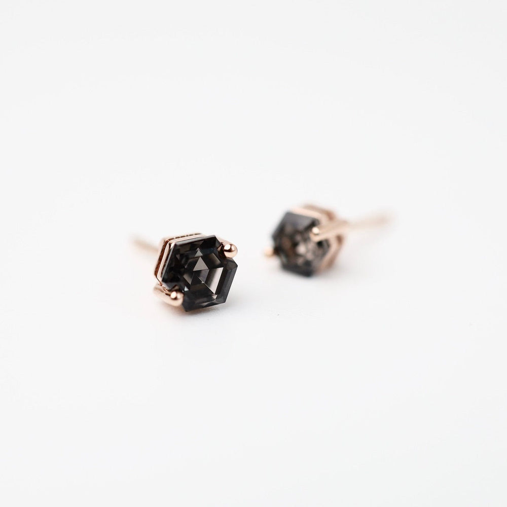 
                  
                    EAR-14K Rose Gold Hexagon Black Night Quartz Post Earrings
                  
                