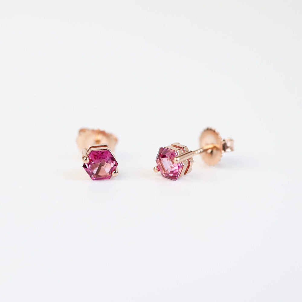 
                  
                    EAR-14K Rose Gold Hexagon Pink Topaz Post Earrings
                  
                