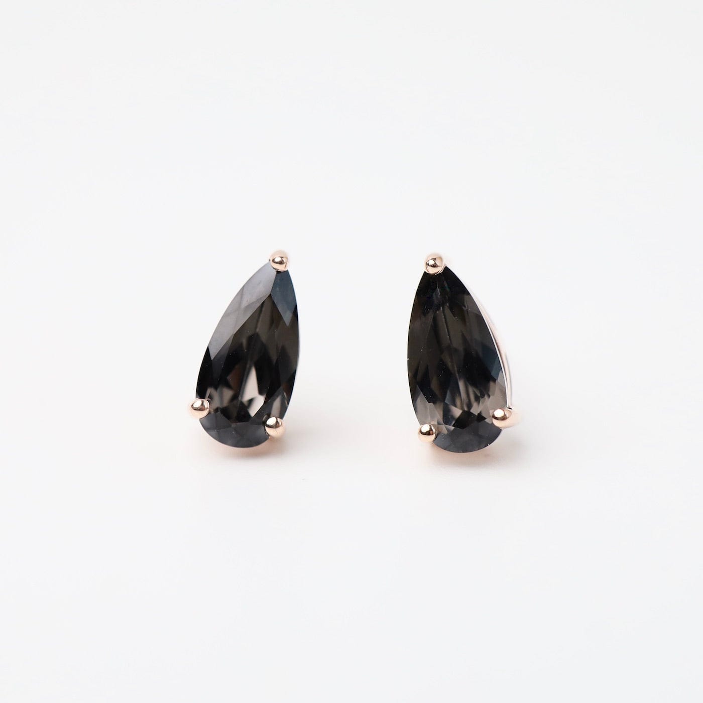 Rose Gold Pear Shaped Black Knight Quartz Post Earrings – Dandelion Jewelry