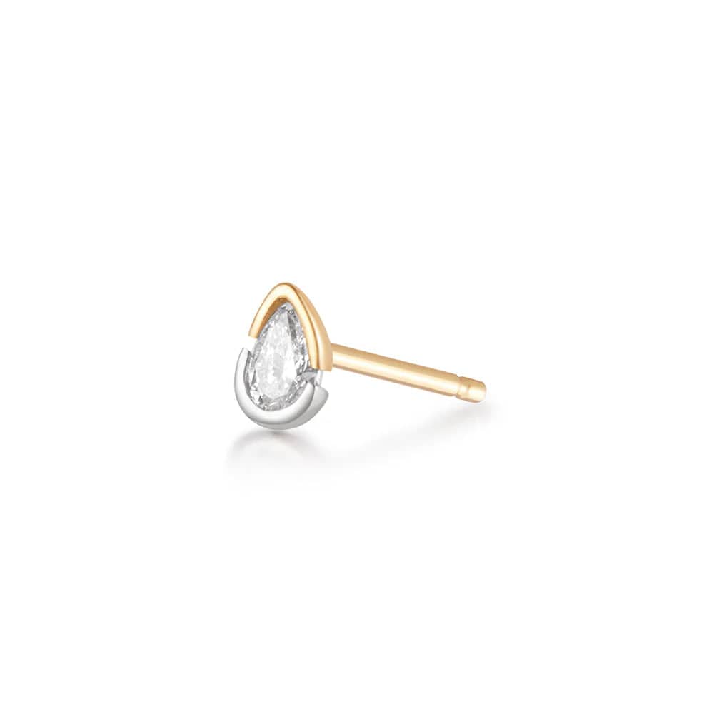 
                      
                        EAR-14K Sanilila Two Tone Bezel Pear Lab Grown Diamond Stud -  SOLD AS A SINGLE
                      
                    