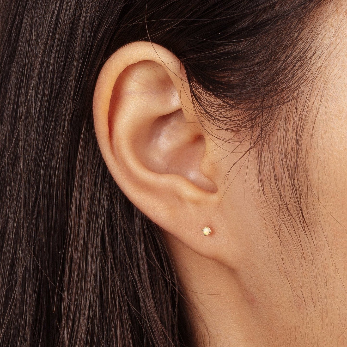 EAR-14K Single Opal Stud Earring - SOLD AS A SINGLE