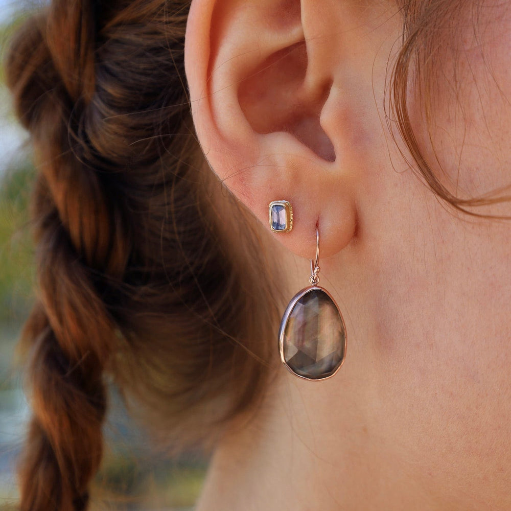 
                      
                        EAR-14K Sterling & 14K Rose Gold Earrings with Rose Cut Rock Crystal Over Black Mother of Pearl
                      
                    