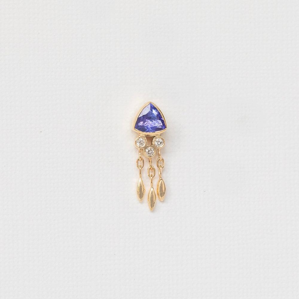 EAR-14K Tanzanite & Diamonds Single Earring - SOLD AS A SI