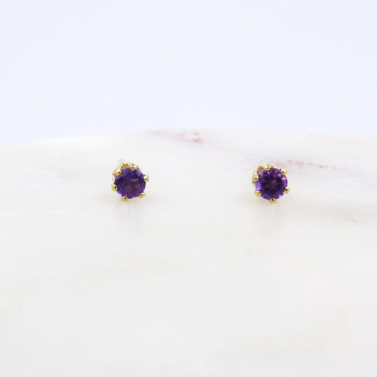 Load image into Gallery viewer, EAR-14K TINY AMETHYST POST EARRINGS
