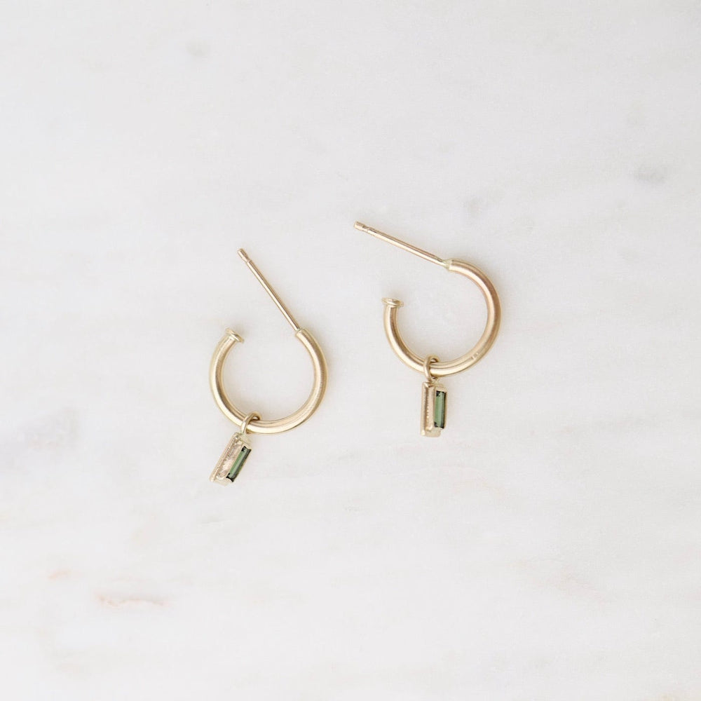 
                      
                        EAR-14K Tourmaline Baguette Stud Hoops
                      
                    