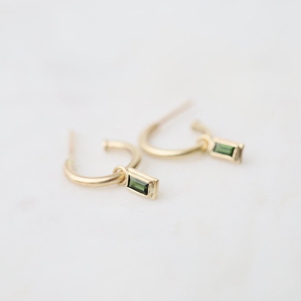 
                      
                        EAR-14K Tourmaline Baguette Stud Hoops
                      
                    