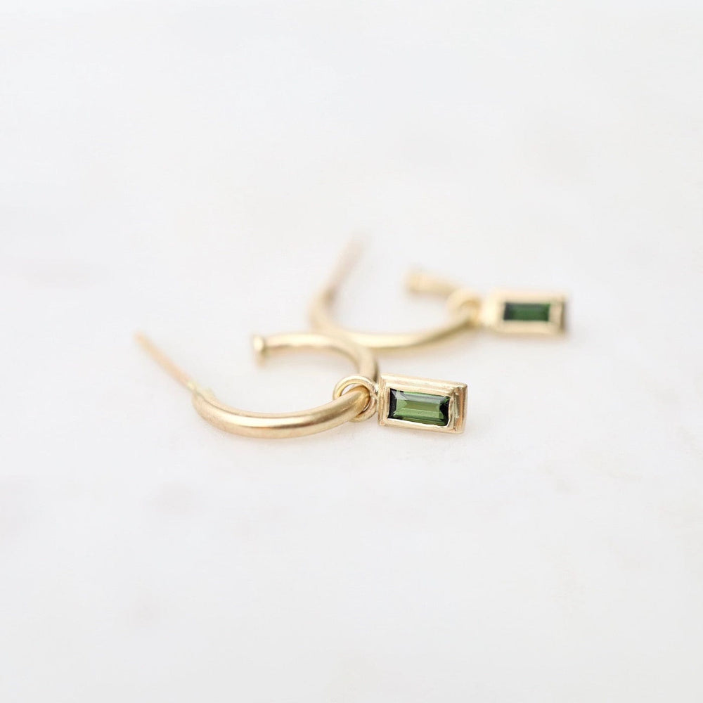 
                      
                        EAR-14K Tourmaline Baguette Stud Hoops
                      
                    