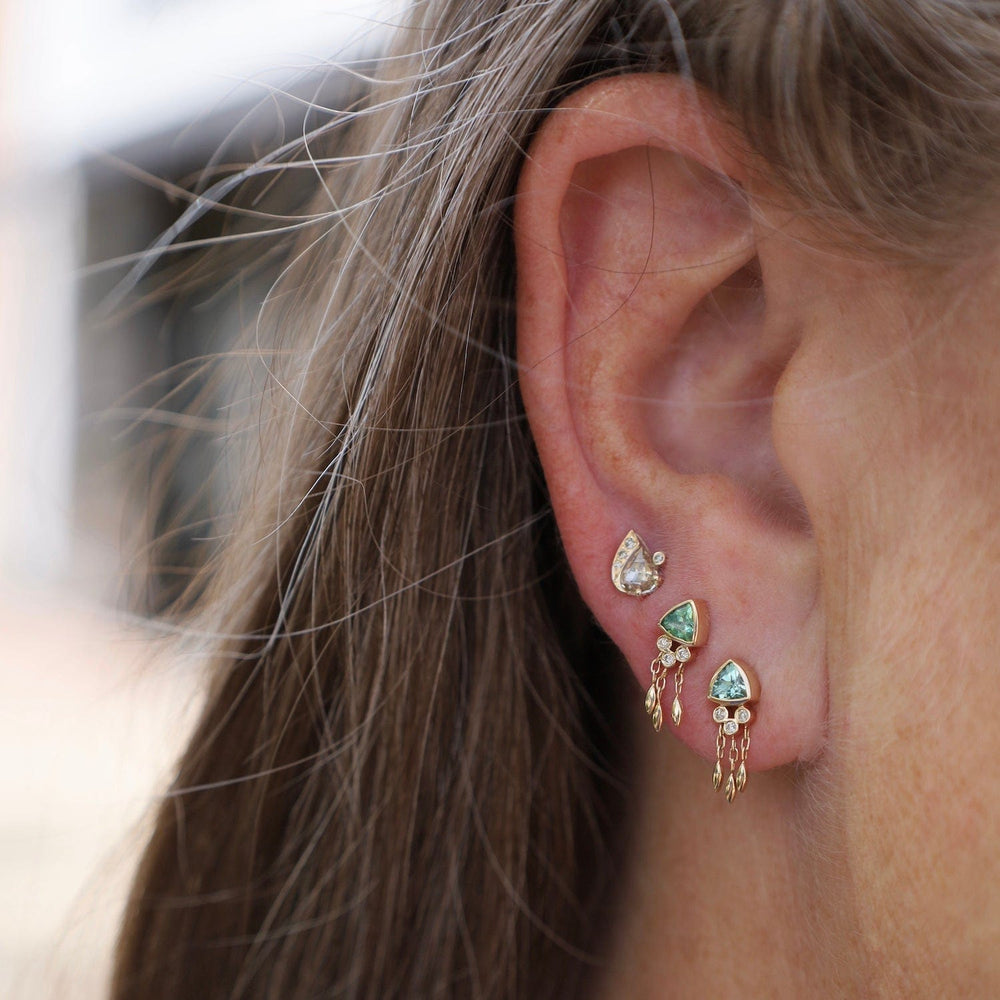 
                      
                        EAR-14K Tourmaline & Diamonds Single Earring - SOLD AS A SINGLE
                      
                    