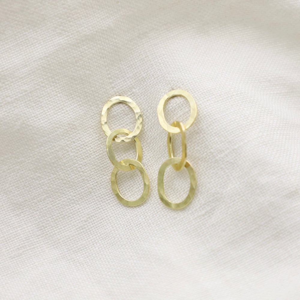 EAR-14K Triple Chain Link Earrings in 14k Gold