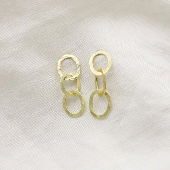 Load image into Gallery viewer, EAR-14K Triple Chain Link Earrings in 14k Gold

