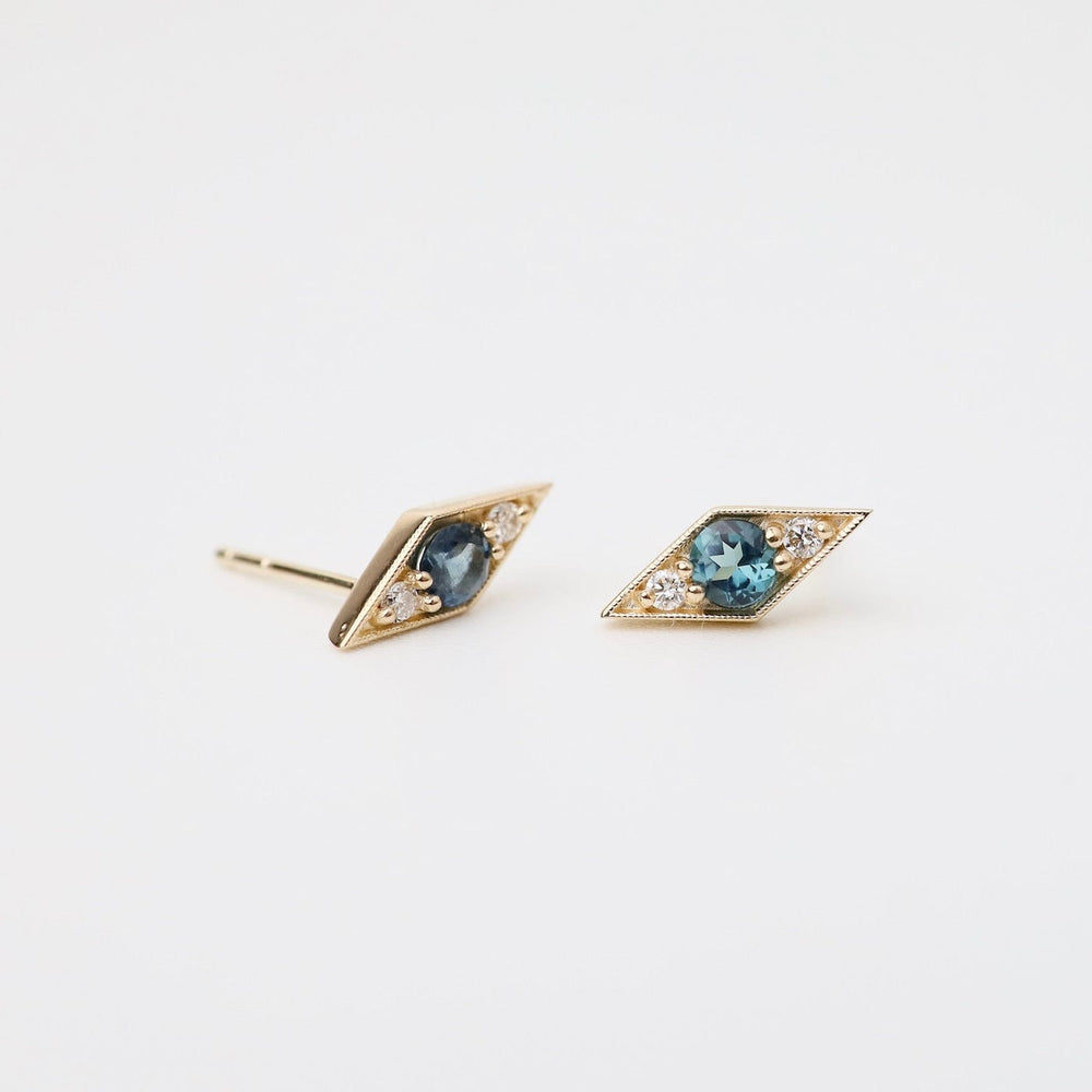 
                      
                        EAR-14K White Diamond Blue Tourmaline Shillay Studs
                      
                    