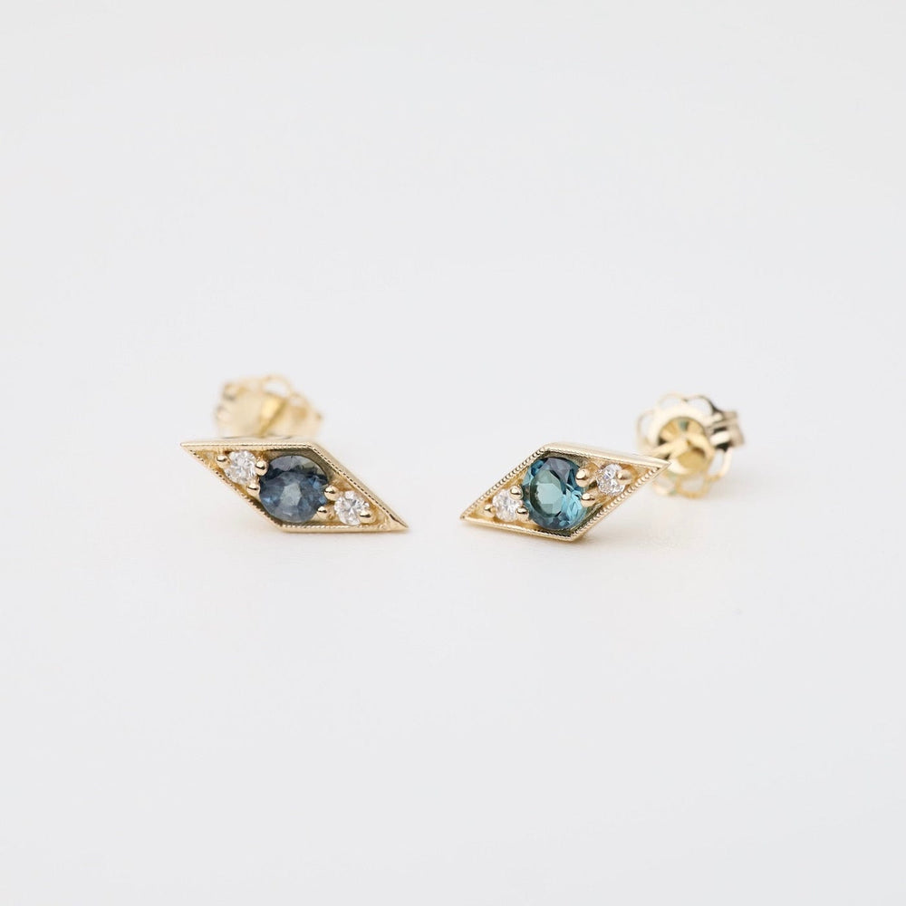 
                      
                        EAR-14K White Diamond Blue Tourmaline Shillay Studs
                      
                    