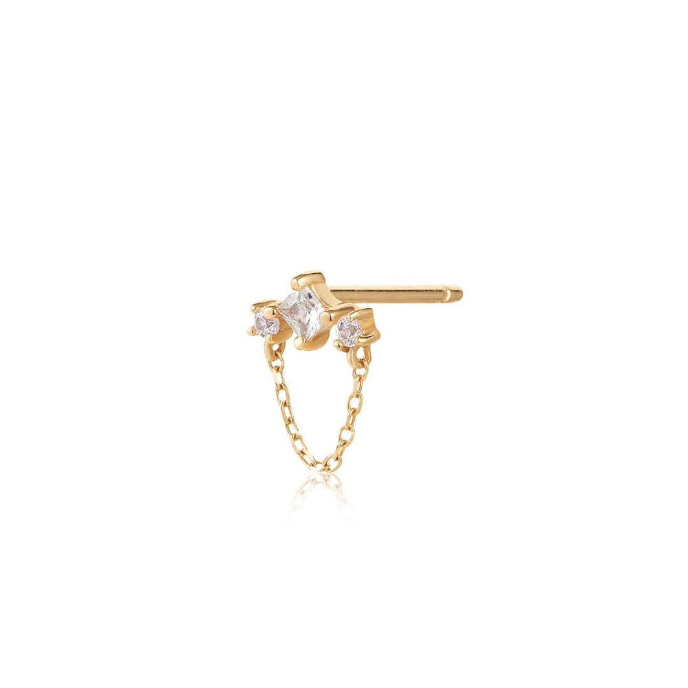 
                      
                        EAR-14K White Sapphire Drop Chain Stud Earring -SOLD AS A SINGLE
                      
                    