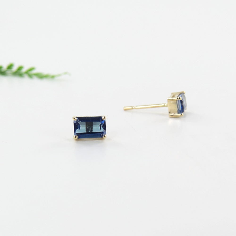 EAR-14K YELLOW GOLD ENGLISH BLUE TOPAZ EARRINGS
