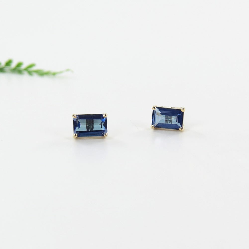 EAR-14K YELLOW GOLD ENGLISH BLUE TOPAZ EARRINGS