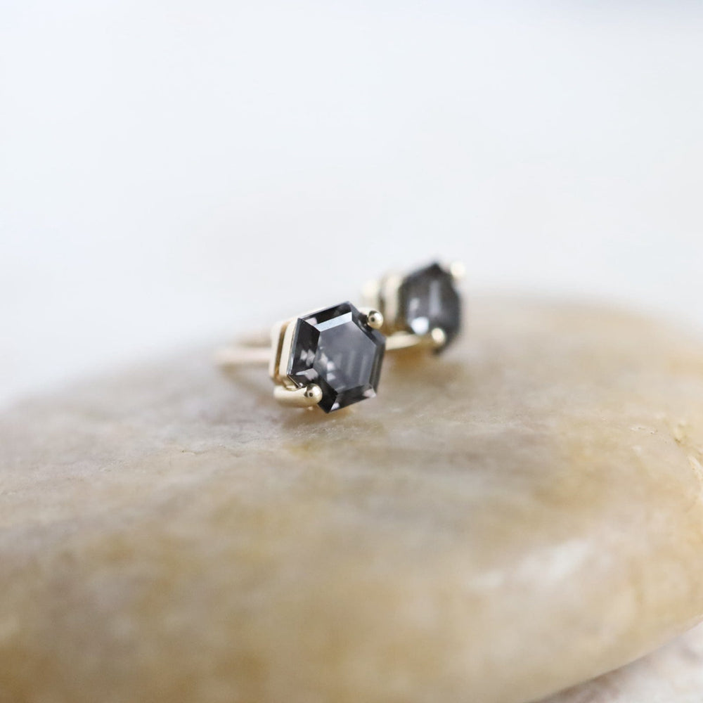 
                  
                    EAR-14K Yellow Gold Hexagon Black Night Quartz Earrings
                  
                