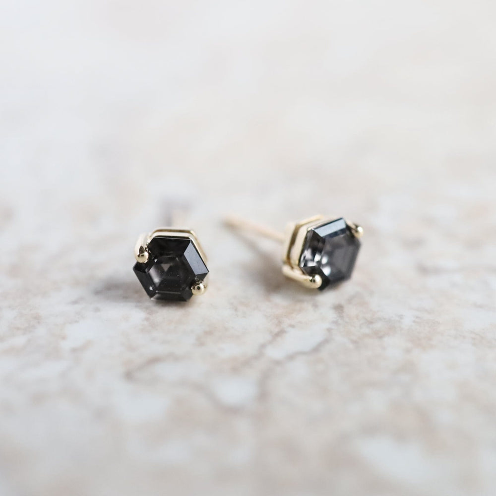 
                  
                    EAR-14K Yellow Gold Hexagon Black Night Quartz Earrings
                  
                