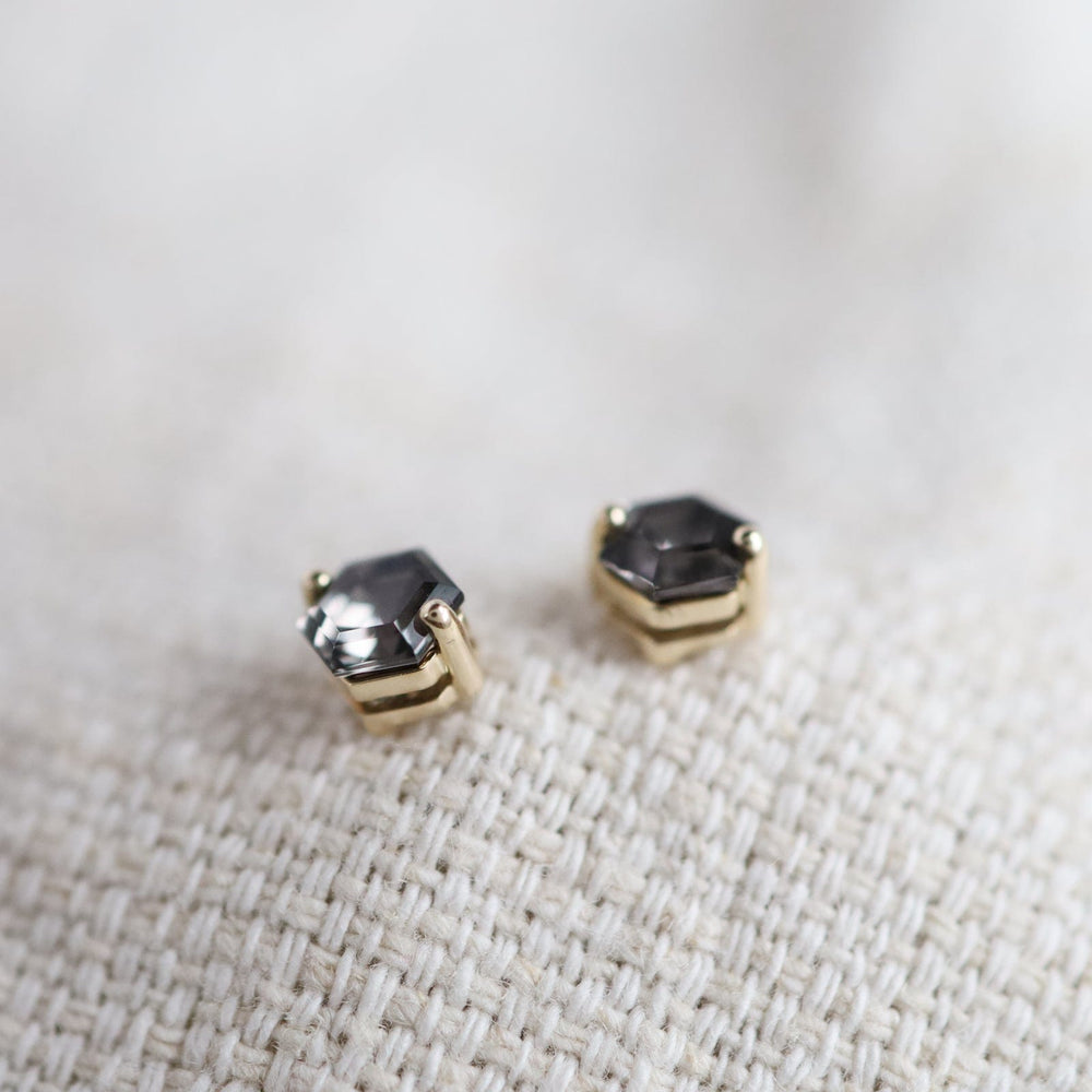 
                  
                    EAR-14K Yellow Gold Hexagon Black Night Quartz Earrings
                  
                