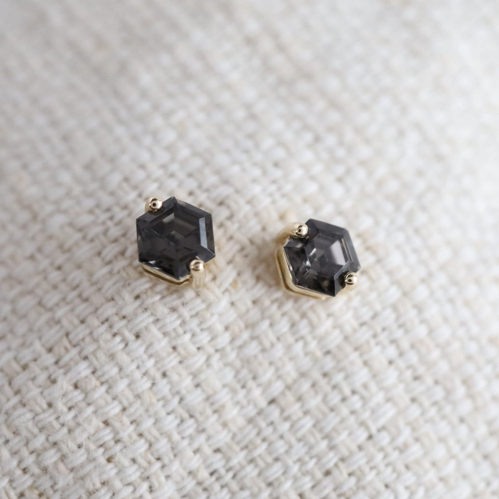 
                  
                    EAR-14K Yellow Gold Hexagon Black Night Quartz Earrings
                  
                