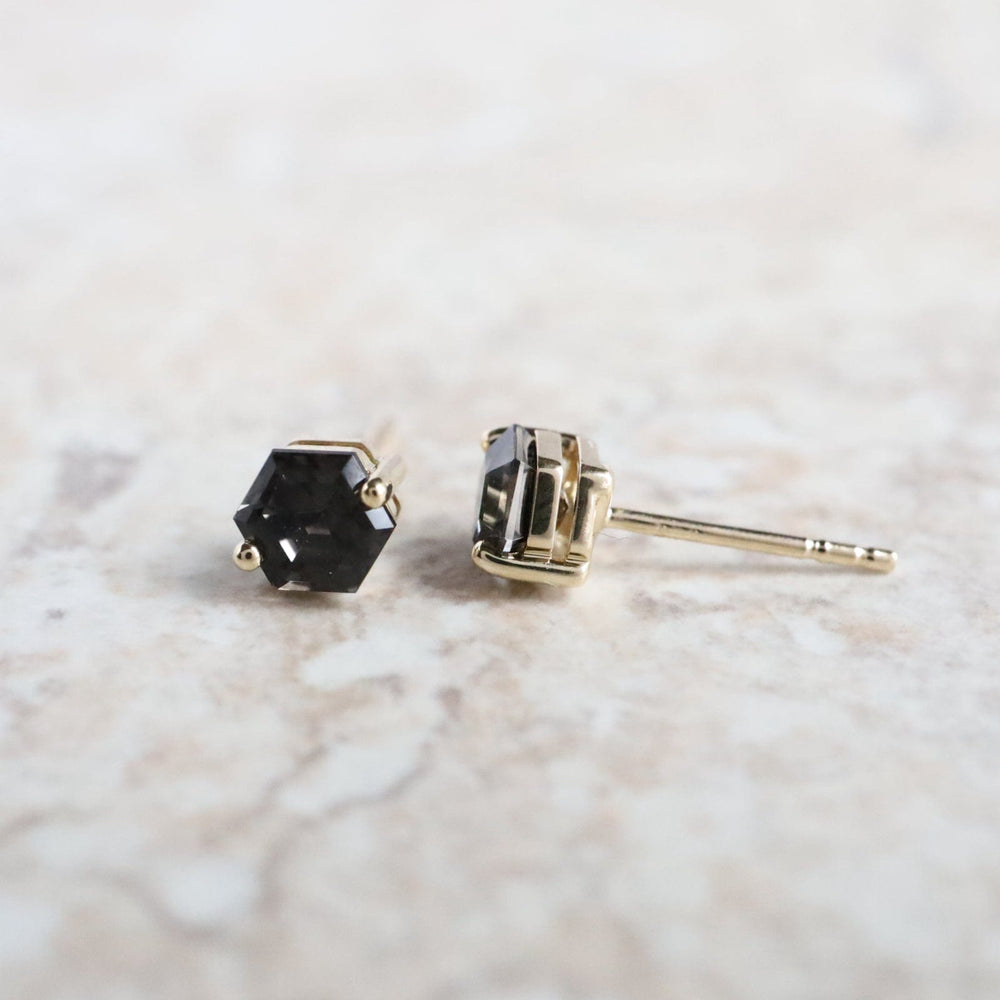 
                  
                    EAR-14K Yellow Gold Hexagon Black Night Quartz Earrings
                  
                