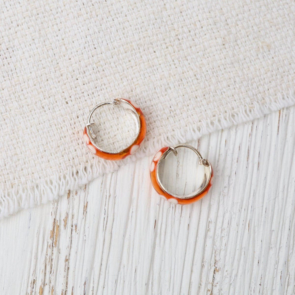 
                  
                    EAR 15mm Enamel Flower Hoops - Orange
                  
                