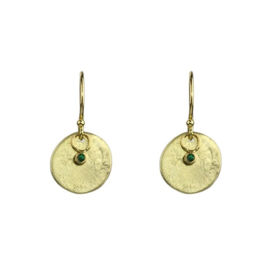 ear-18K 18k Gold Mini Astrid Drop Earrings with Emerald